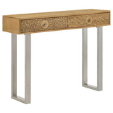 Coaster Draco Console Table with Hand Carved Drawers Natural Model 953512